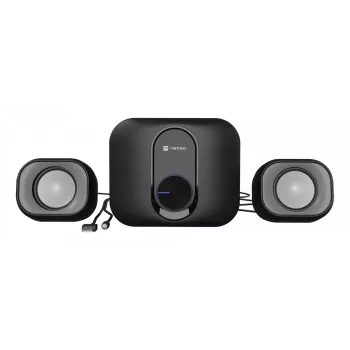 Minissistema de áudio doméstico NATEC NGL-2111 — 3 W RMS, 2 altifalantes, entrada de 3,5 mm, woofer de 7,62 cm, preto