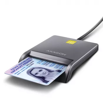 Leitor de cartões smart/ID USB-A Axagon CRE-SM3T, plano, USB 2.0, 1,3 m, preto, 56 g