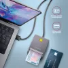 Leitor de cartões smart/ID USB-A Axagon CRE-SM3T, plano, USB 2.0, 1,3 m, preto, 56 g