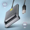 Leitor de cartões smart/ID USB-A Axagon CRE-SM3T, plano, USB 2.0, 1,3 m, preto, 56 g