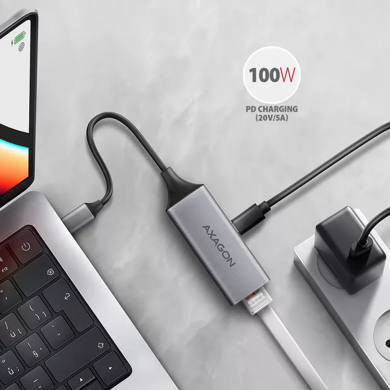 Adaptador Axagon ADE-TXPD USB-C Gigabit Ethernet com PD 100W