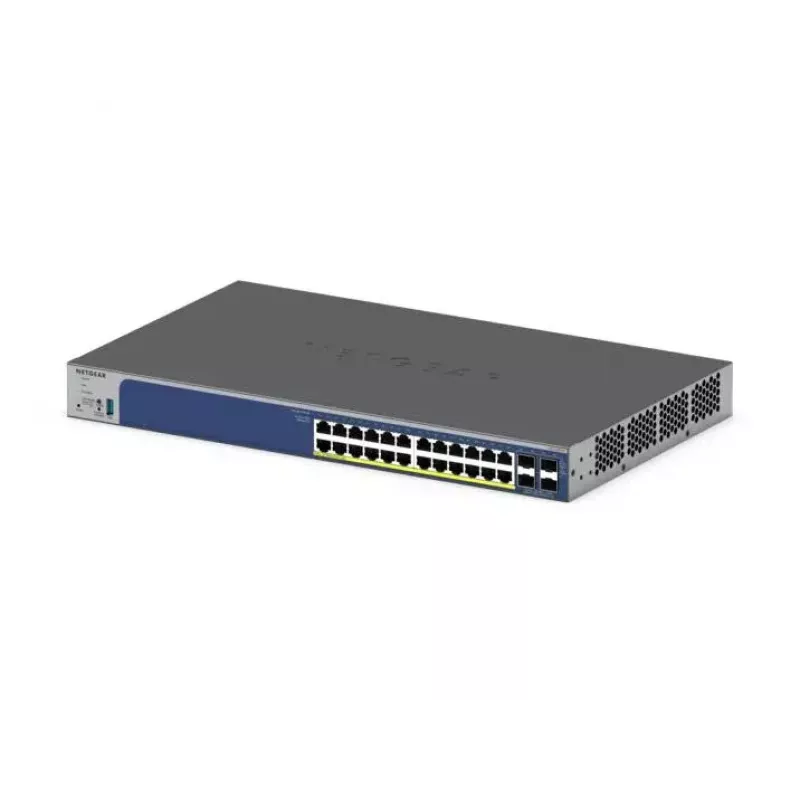 Switch inteligente empilhável NETGEAR 28 portas PoE Gigabit/10G (GS728TXP)