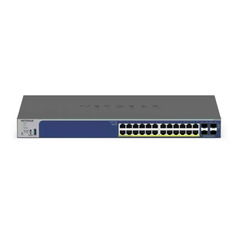 Switch inteligente empilhável NETGEAR 28 portas PoE Gigabit/10G (GS728TXP)