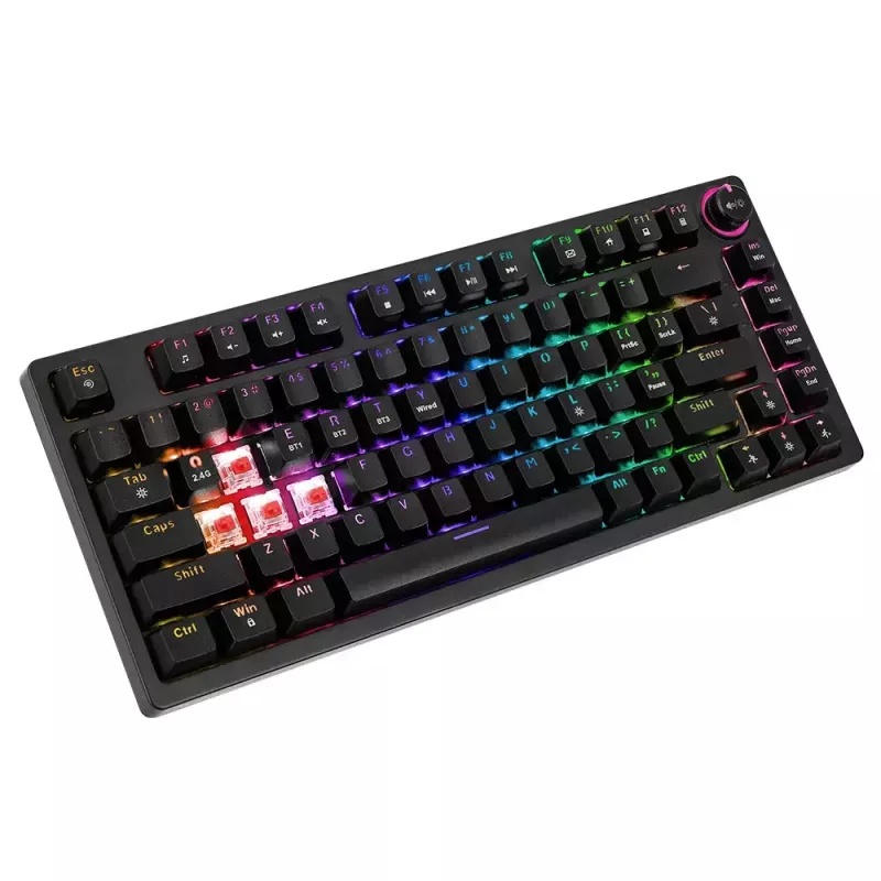 Teclado gaming Savio SAVGK-PHENIX Amarelo USB RF Wireless Bluetooth Mecânico 82 teclas RGB
