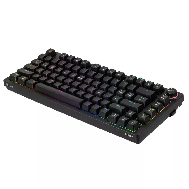 Teclado gaming Savio SAVGK-PHENIX Amarelo USB RF Wireless Bluetooth Mecânico 82 teclas RGB
