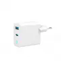 Gembird TA-UC-PDQC30L-W-01 carregador rápido USB GaN de 30 W com 2 portas, 1x USB-C PD, 1x USB-A QC3.0, 100–240 V, LED, branco