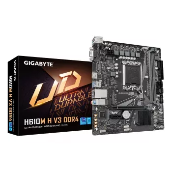Placa-mãe GIGABYTE H610M H V3 DDR4 - Compatível com CPUs Intel Core de 14.ª geração, VRM digital híbrido 4+1+1 fases, até 3200 MHz DDR4, 1x PCIe 3.0 M.2, GbE LAN, USB 3.2 Gen 1