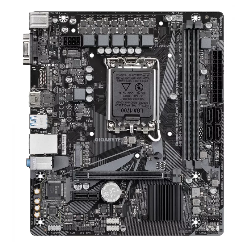 Placa-mãe GIGABYTE H610M H V3 DDR4 - Compatível com CPUs Intel Core de 14.ª geração, VRM digital híbrido 4+1+1 fases, até 3200 MHz DDR4, 1x PCIe 3.0 M.2, GbE LAN, USB 3.2 Gen 1