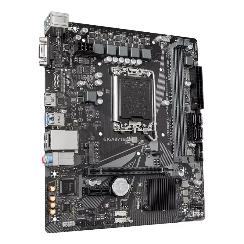 Placa-mãe GIGABYTE H610M H V3 DDR4 - Compatível com CPUs Intel Core de 14.ª geração, VRM digital híbrido 4+1+1 fases, até 3200 MHz DDR4, 1x PCIe 3.0 M.2, GbE LAN, USB 3.2 Gen 1