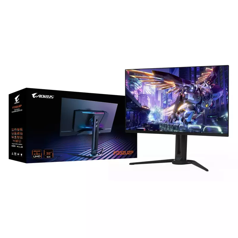 Monitor gaming OLED 32” GIGABYTE AORUS FO32U2P – 3840×2160 UHD, 240Hz, 0,03ms, 250 cd/m², KVM, DisplayPort 2.1