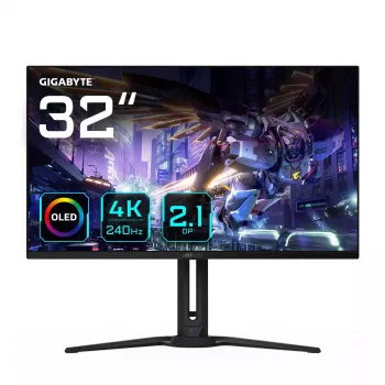 Monitor gaming OLED 32” GIGABYTE AORUS FO32U2P – 3840×2160 UHD, 240Hz, 0,03ms, 250 cd/m², KVM, DisplayPort 2.1