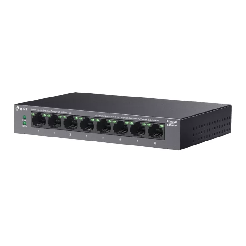 TP-Link LiteWave switch de secretária Gigabit de 8 portas com 8 portas PoE+