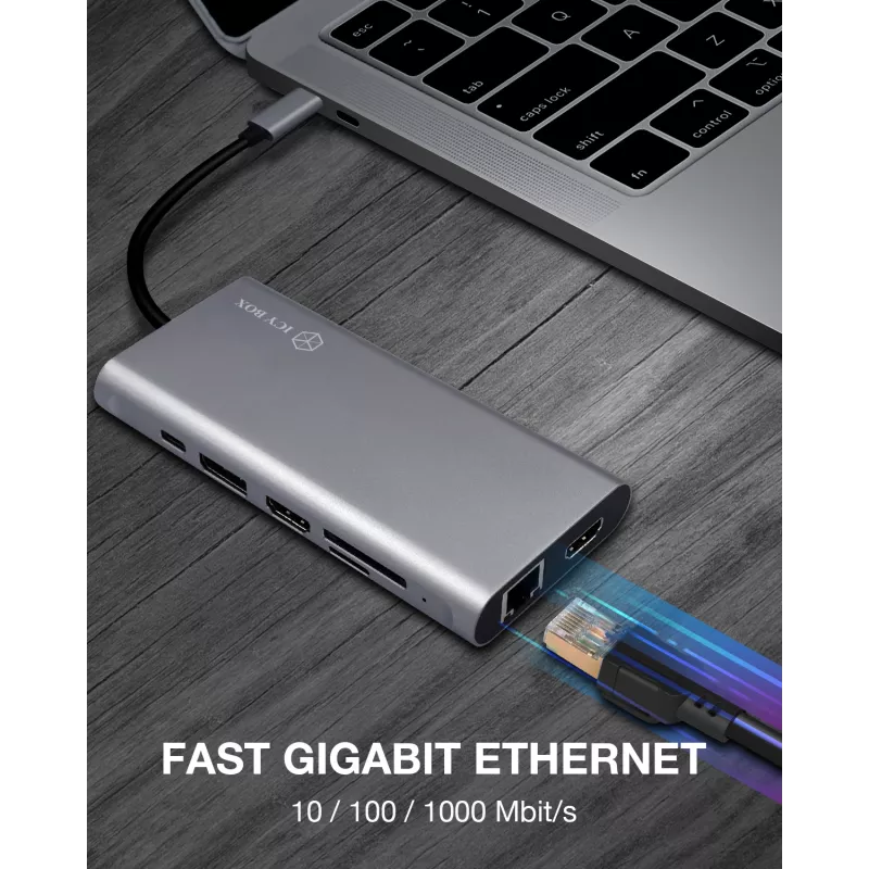 ICY BOX IB-DK4050-CPD com fios USB 3.2 Gen 1 (3.1 Gen 1) Type-C antracite