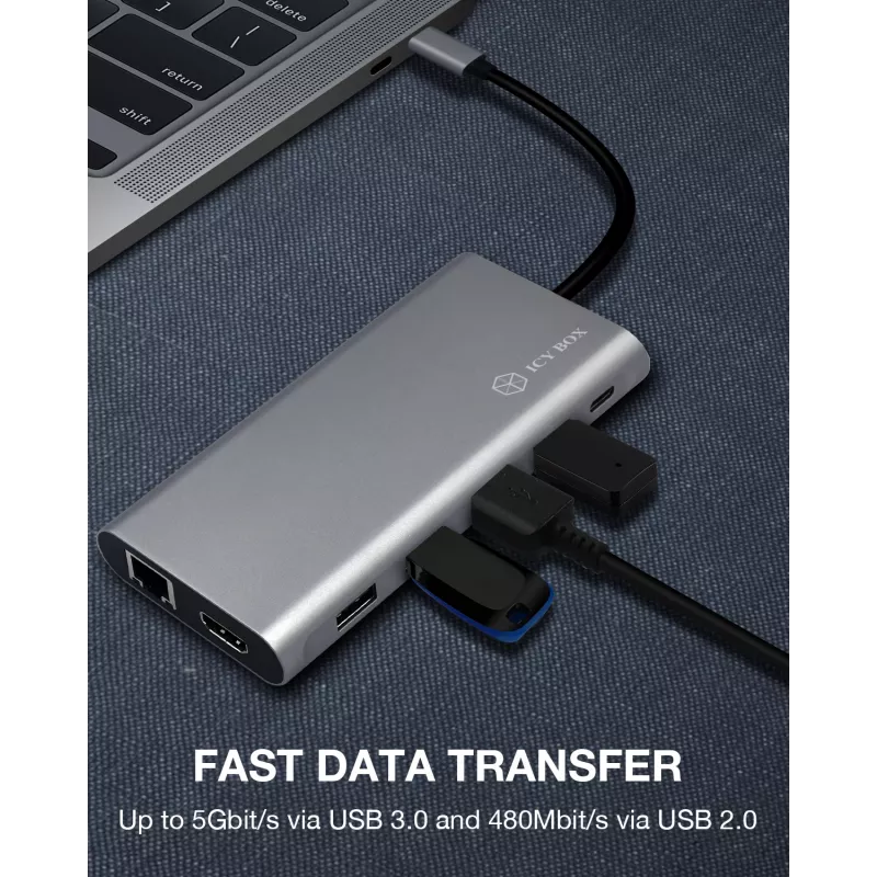 ICY BOX IB-DK4050-CPD com fios USB 3.2 Gen 1 (3.1 Gen 1) Type-C antracite