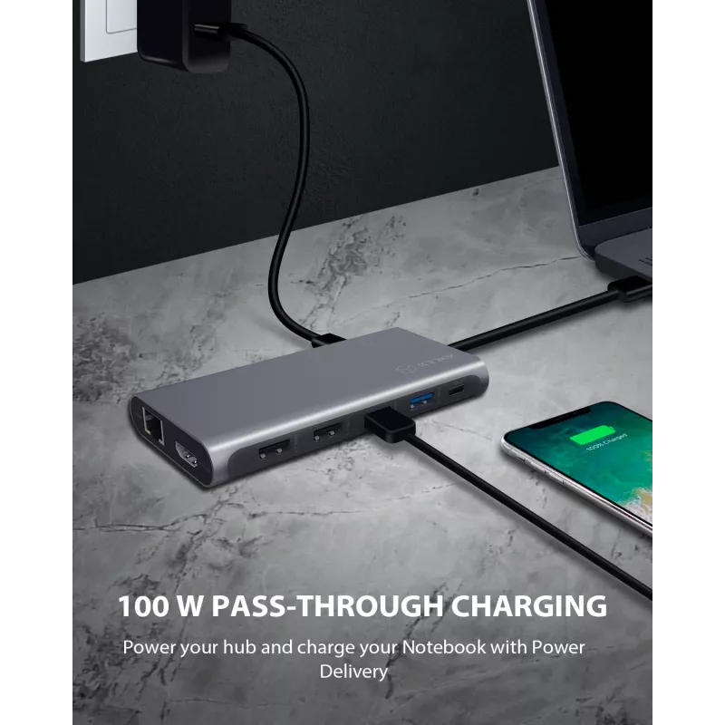 ICY BOX IB-DK4050-CPD com fios USB 3.2 Gen 1 (3.1 Gen 1) Type-C antracite