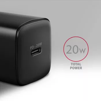 Carregador de parede Axagon ACU-PD20 1x QC3.0/AFC/FCP/PD Type-C 20W preto