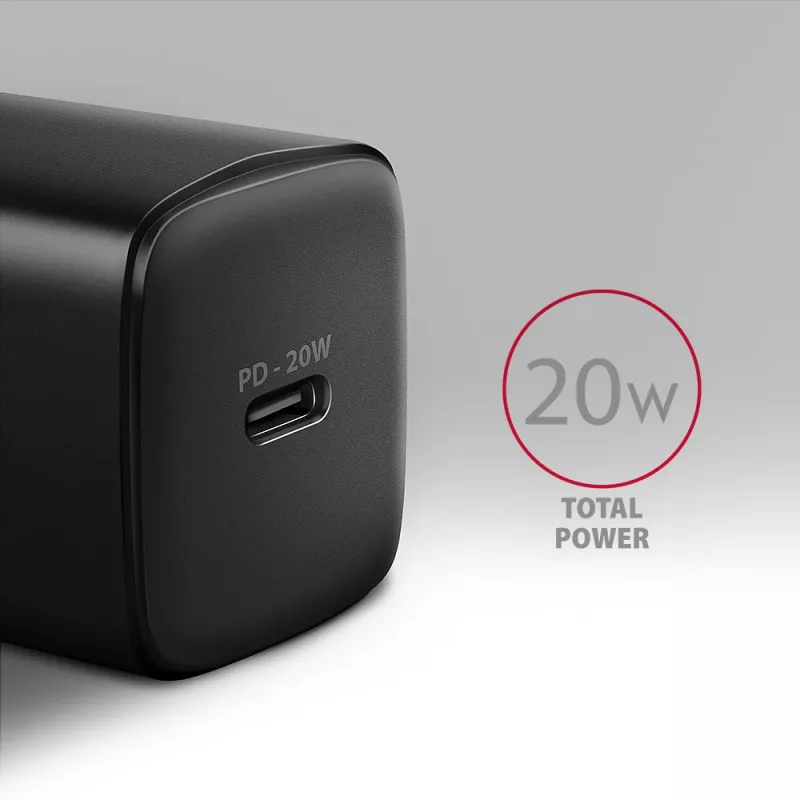 Carregador de parede Axagon ACU-PD20 1x QC3.0/AFC/FCP/PD Type-C 20W preto