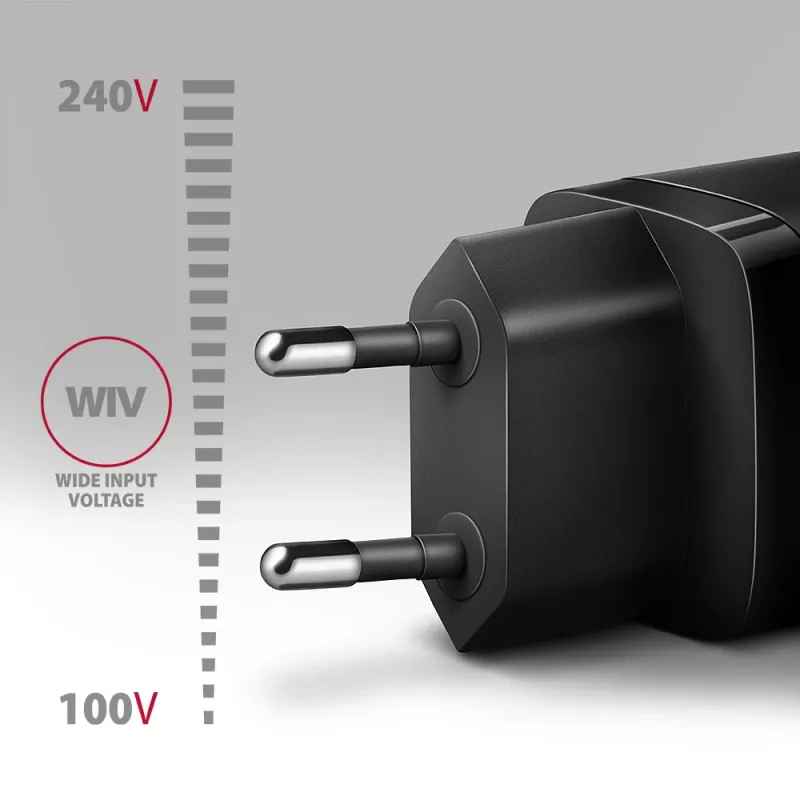 Carregador de parede Axagon ACU-PD20 1x QC3.0/AFC/FCP/PD Type-C 20W preto