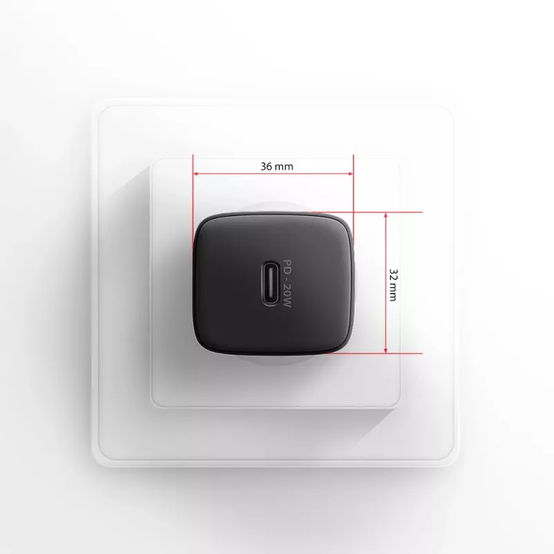 Carregador de parede Axagon ACU-PD20 1x QC3.0/AFC/FCP/PD Type-C 20W preto