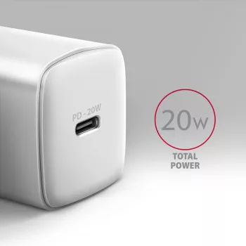 Carregador de parede Axagon ACU-PD20W 1x QC3.0/AFC/FCP/PD Type-C 20W branco