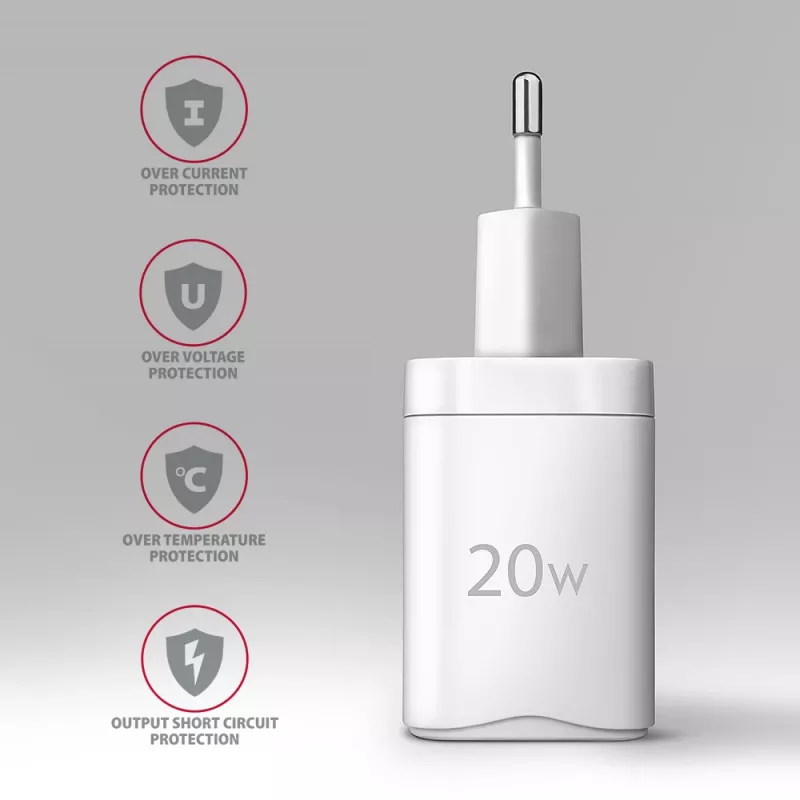 Carregador de parede Axagon ACU-PD20W 1x QC3.0/AFC/FCP/PD Type-C 20W branco