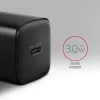 Carregador de parede Axagon ACU-PD30 PD3.0 & QC4+ 1x saída 30W, interior, AC, preto