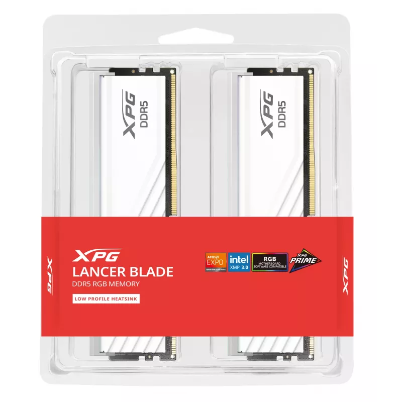 ADATA XPG Lancer Blade RGB DDR5-6000 32 GB (2x16 GB) CL30 kit de memória RAM, branco, AX5U6000C3016G-DTLABRWH