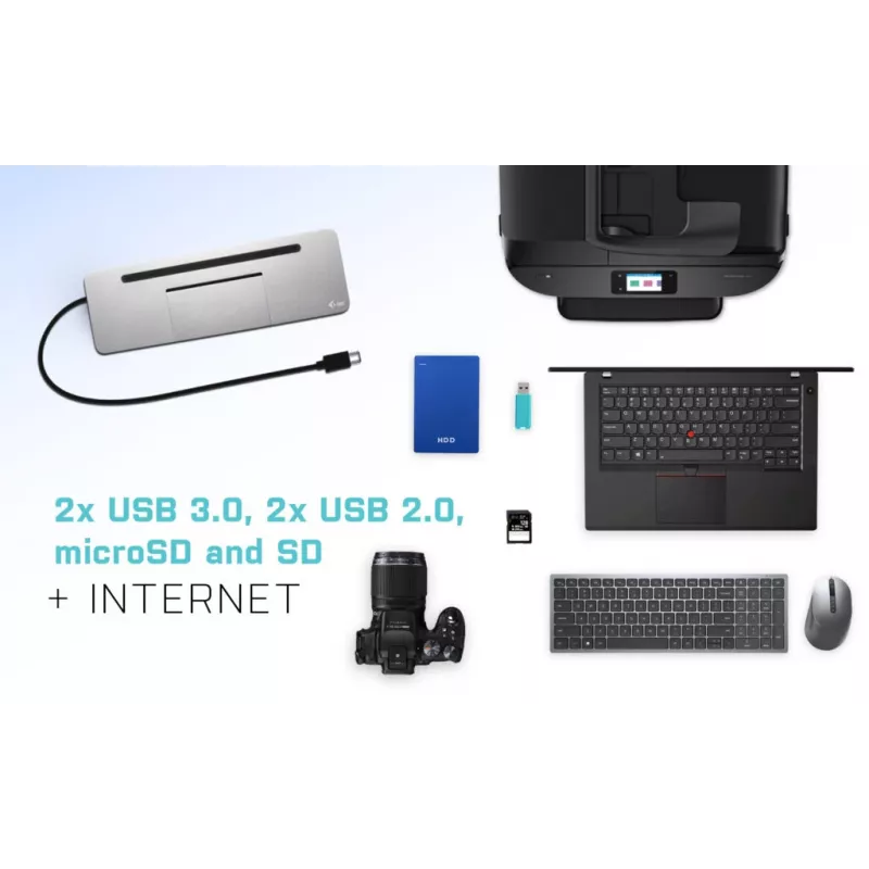 i-tec Metal SB-C estação de acoplamento ergonómica 4K 3x Display com Power Delivery 85 W + carregador universal 100 W