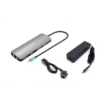 i-tec Metal USB-C Nano estação de acoplamento 2x Display com PD 100 W + carregador 100W