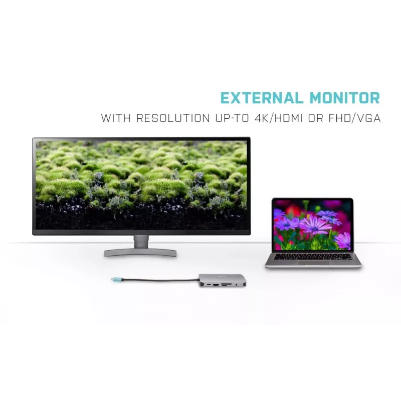 i-tec Metal USB-C Nano dock HDMI/VGA com LAN + carregador 100 W