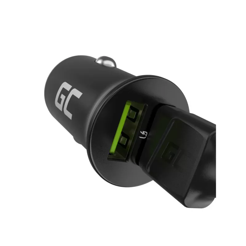 Green Cell GC PowerRide Nano36 CADM-GC-36AA carregador de automóvel 36 W 6 A, 2 × USB-A, carregamento rápido Ultra Charge, 12/24 V, preto