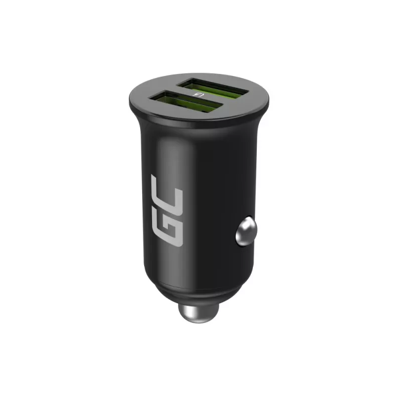 Green Cell GC PowerRide Nano36 CADM-GC-36AA carregador de automóvel 36 W 6 A, 2 × USB-A, carregamento rápido Ultra Charge, 12/24 V, preto