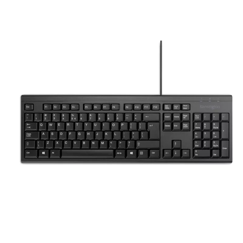 Kensington K63727WW, tamanho completo (100%), com fio, USB, membrana, QWERTY, preto