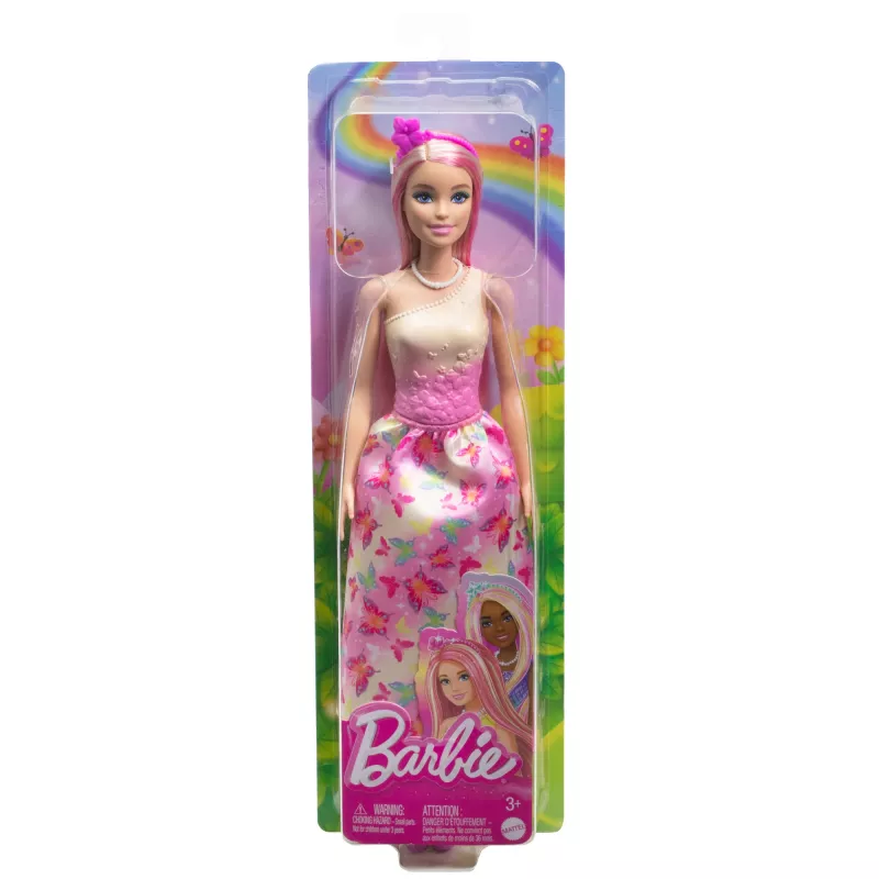 Barbie A Touch of Magic boneca Royal com cabelo rosa e loiro, saia de borboleta e acessórios