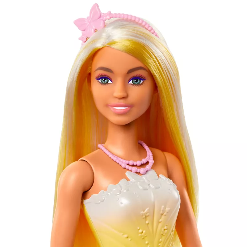 Barbie A Touch of Magic boneca Royal com cabelo com mechas claras, saia com estampa de borboleta e acessórios