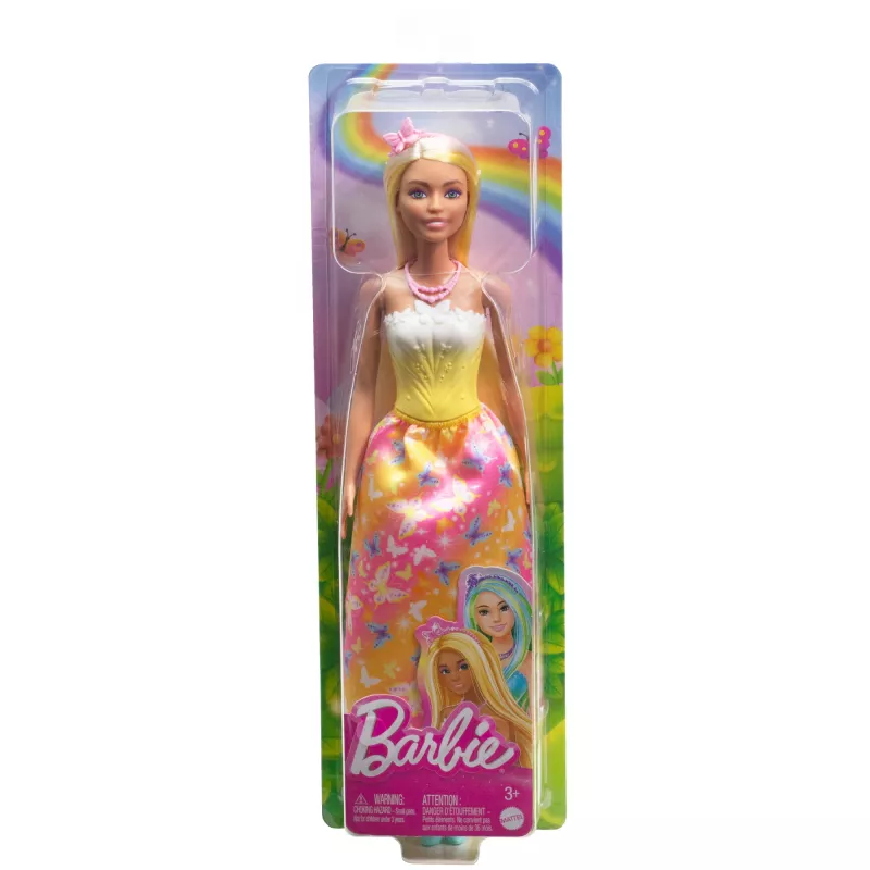 Barbie A Touch of Magic boneca Royal com cabelo com mechas claras, saia com estampa de borboleta e acessórios
