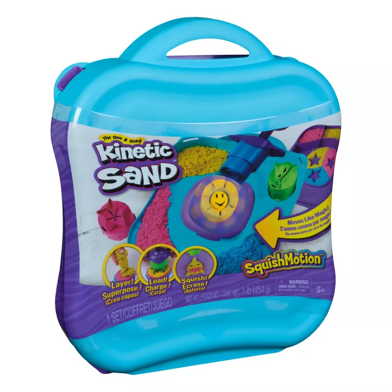 Kinetic Sand, SquishMotion, presente para o cesto da Páscoa, inclui 1 lb de areia moldável, carimbos e 5 ferramentas, caixa de armazenamento, brinquedo sensorial para crianças a partir de 5 anos