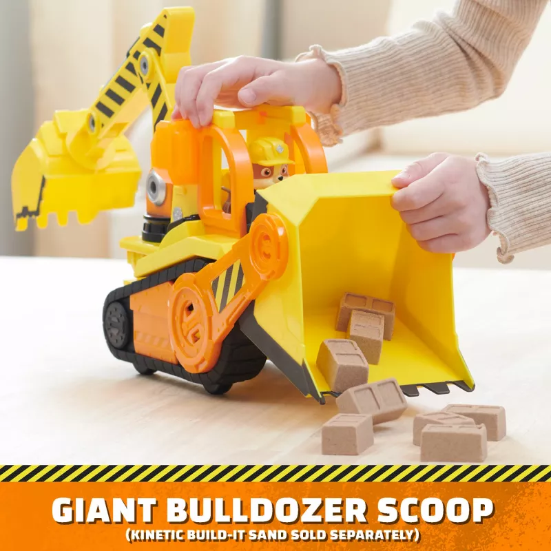 Rubble & Crew, Bark Yard Deluxe Bulldozer veículo de construção de brincar com luzes, sons e figura de ação Rubble, brinquedo para meninos e meninas a partir de 3 anos