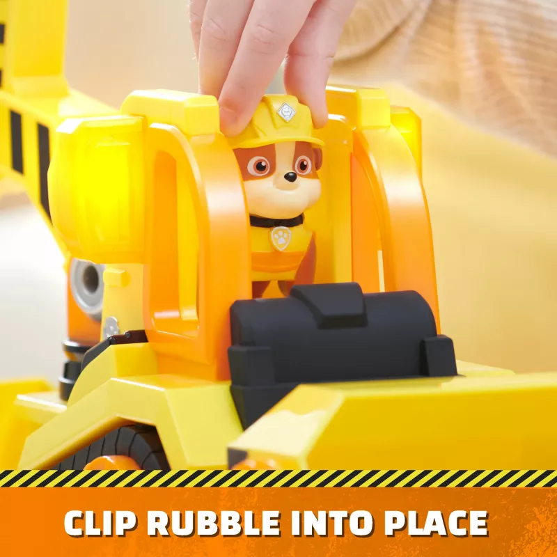 Rubble & Crew, Bark Yard Deluxe Bulldozer veículo de construção de brincar com luzes, sons e figura de ação Rubble, brinquedo para meninos e meninas a partir de 3 anos