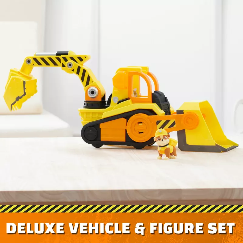 Rubble & Crew, Bark Yard Deluxe Bulldozer veículo de construção de brincar com luzes, sons e figura de ação Rubble, brinquedo para meninos e meninas a partir de 3 anos
