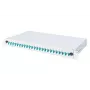 Caixa de fusão de fibra ótica DIGITUS com tampa deslizante, 1U, equipada com 24x LC Duplex, incl. ligação roscada M 25, cassete de fusão OM3 pigtails coloridos, adaptador