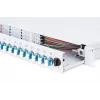 Caixa de fusão deslizante de fibra ótica DIGITUS, 1U, equipada com 24x LC Duplex, incl. parafuso M25, cassete de fusão monomodo OS2, pigtails coloridos