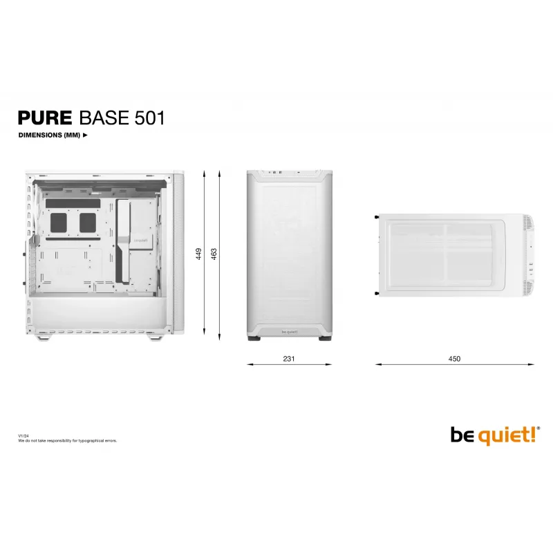 Caixa de computador be quiet! PURE BASE 501 Airflow Window White Midi Tower