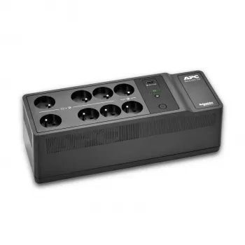 APC Back-UPS, 500VA/300W montagem no chão/parede, 230V, 8x tomadas francesas/belgas, ligação USB Type-A, bateria substituível pelo utilizador