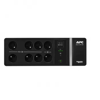 APC Back-UPS, 500VA/300W montagem no chão/parede, 230V, 8x tomadas francesas/belgas, ligação USB Type-A, bateria substituível pelo utilizador