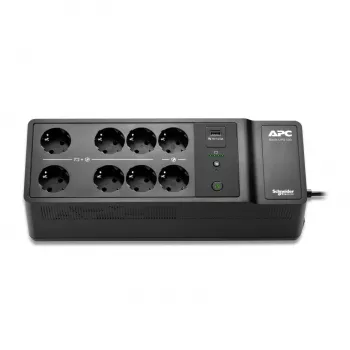 APC Back-UPS, 500VA/300W montagem no chão/parede, 230V, 8x tomadas Schuko CEE 7/3, ligação USB Type-A, bateria substituível pelo utilizador