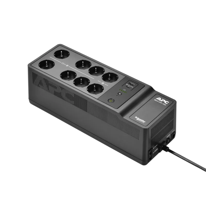 APC Back-UPS, 1050VA/600W montagem no chão/parede, 230V, 8x tomadas Schuko CEE 7/3, ligação USB Type A+C, bateria substituível