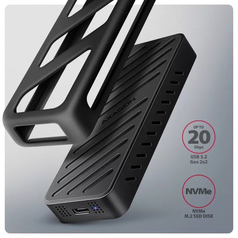 Axagon EEM2-20G USB-C 20Gbps - Caixa blindada para SSD M.2 NVMe