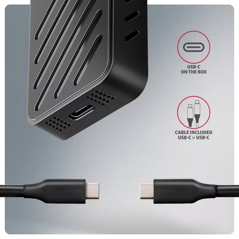 Axagon EEM2-20G USB-C 20Gbps - Caixa blindada para SSD M.2 NVMe