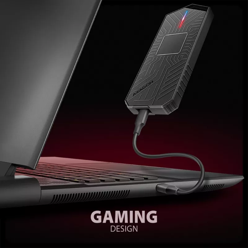 Axagon EEM2-GAM caixa externa USB-C 10Gbps em metal para SSD M.2 NVMe e SATA. Sem parafusos